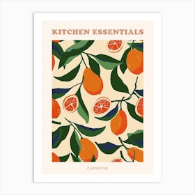 Clementines On A Tree Branch Pattern Poster Art Print