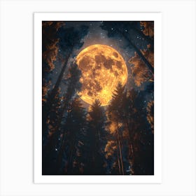 Full Moon In The Forest 1 Art Print