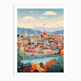 Budapest, Hungary, Geometric Illustration 3 Art Print