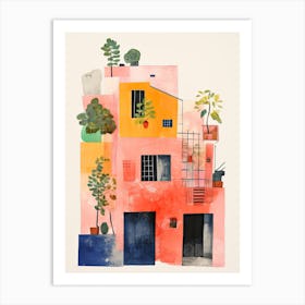 A House In Amalfi, Abstract Risograph Style 4 Art Print