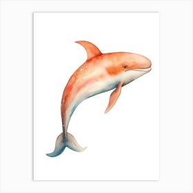 A Whale Watercolour In Autumn Colours 2 Art Print