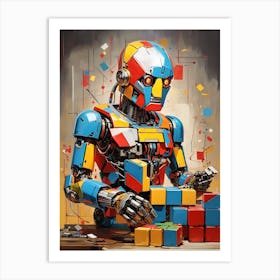 Rubik S Cube Robot Art Print