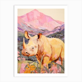 Colourful Floral Rhino 3 Art Print