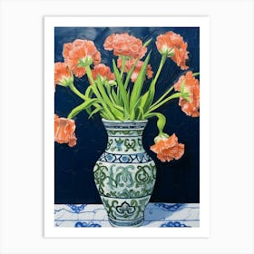 Flowers In A Vase Still Life Painting Carnation Dianthus 2 Art Print