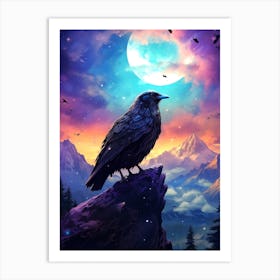 Raven In The Night Sky Art Print