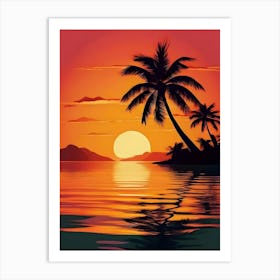 Sunset With Palm Trees 4 Art Print