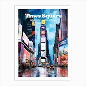 Times Square New York Tourist Destination Modern Travel Illustration Art Print