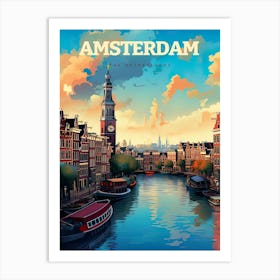 Amsterdam Vintage Travel Netherlands Art Print