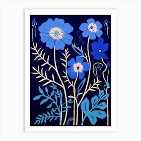 Blue Flower Illustration Nigella Love In A Mist 2 Art Print