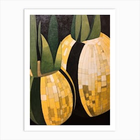 Modern Abstract Cactus Painting Golden Barrel Cactus Art Print