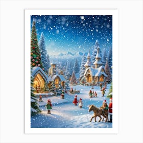 Winter Wonderland In Hyperrealist Style Featuring A Scene Of Delicate Vibrant Fairies Amidst A Sere Art Print