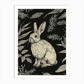 American Sable Rabbit Minimalist Illustration 2 Art Print