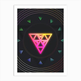 Neon Geometric Glyph in Pink and Yellow Circle Array on Black n.0469 Art Print