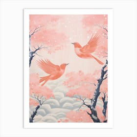 Vintage Japanese Inspired Bird Print Robin 6 Art Print