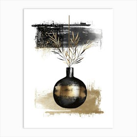 Gold And Black Vase Art Print