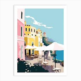 Sorrento, Italy, Flat Pastels Tones Illustration 1 Art Print