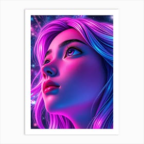 Vivid Neon Girl Art Print