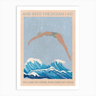 Into The Ocean I Go (Grey) Art Print