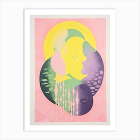 Abstract Faces Risograph Style 4 Art Print