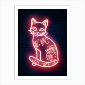 Neon Cat Sign Art Print