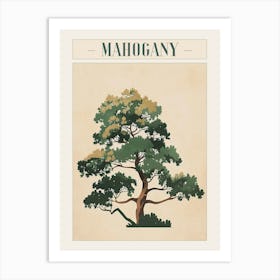 Mahogany Tree Minimal Japandi Illustration 4 Poster Art Print