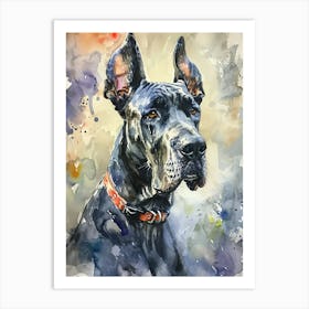 Great Dane Watercolor Painting 2 Art Print