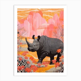 Polka Dot Rhino 4 Art Print