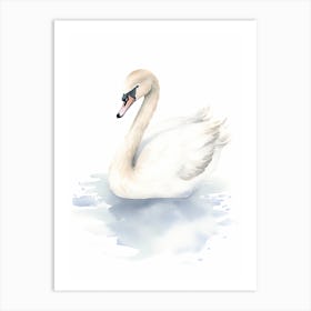 Baby Swan Watercolour Nursery 3 Art Print