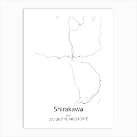 Shirakawa,Japan Minimalist Map Art Print