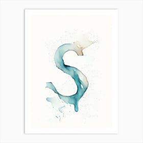 S  Letter, Alphabet Minimalist Watercolour 5 Art Print