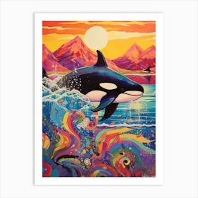 Surreal Orca Whales With Waves2 Art Print