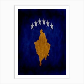 Kosovo Flag Texture Art Print