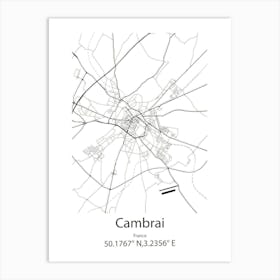 Cambrai,France Minimalist Map Art Print