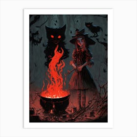 Witch Girls Magical Cauldron Brew Art Print
