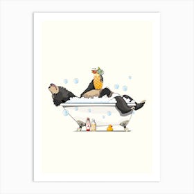 Sloth Bear In The Bath Art Print