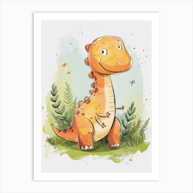 Cute Cartoon Dinosaur Illustration 1 Art Print