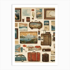 Collection Of Travel Items Art Print