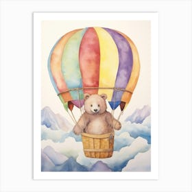 Baby Wombat In A Hot Air Balloon Art Print