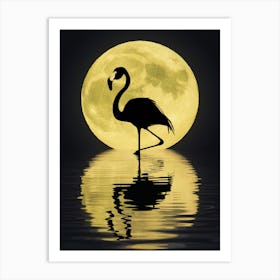 Flamingo In The Moonlight Art Print