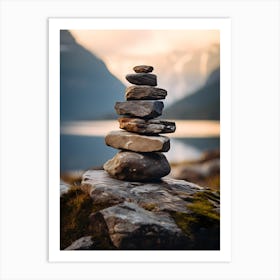 Stone Cairn in the Mountains Art Print