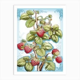 Raspberries Illustration 1 Art Print