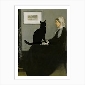 Whisker's Mother - Black Cat Pun Funny Famous Art of Whistler's Mother in HD, Fully Remastered Vintage Antique Art Print