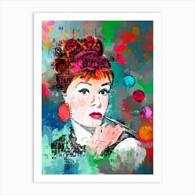 Audrey Hepburn Collage Portrait Art Print