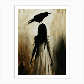 Dark Silhouette With Raven In Shadows Art Print