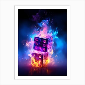 Flaming Dice Art Print