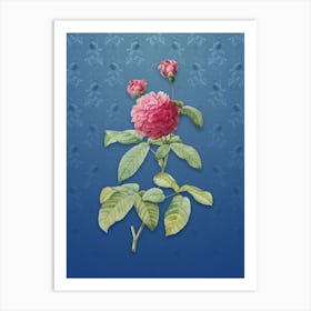 Vintage Agatha Rose in Bloom Botanical on Bahama Blue Pattern n.0458 Art Print