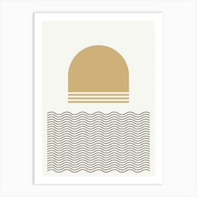 Boho Sun Waves Flat Abstract Design Scandi Decor B Art Print