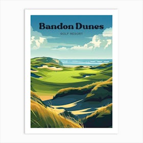 Bandon Dunes Golf Resort Championship Digital Travel Illustration Póster