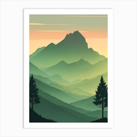 Misty Mountains Vertical Composition In Green Tone 75 Art Print