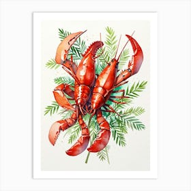 Lobsters On A White Background Art Print